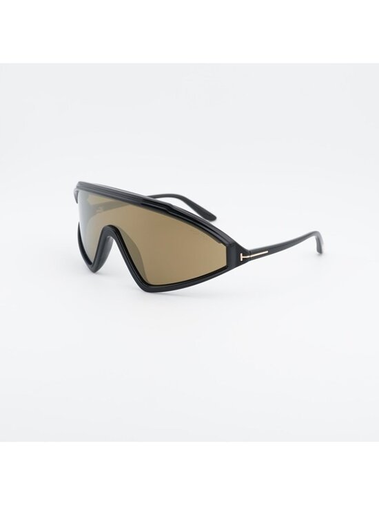 Tom Ford Lorna FT1121 01G Sunglasses Shiny Black Shield Frame, Brown Lenses main image 7
